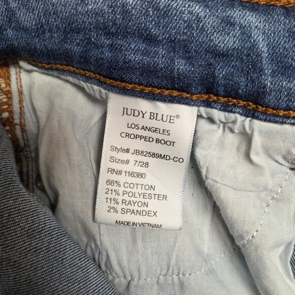 Judy Blue Cropped Bootcut Jeans Womens 28 Release Hem Distressed Mid Rise - Picture 12 of 12